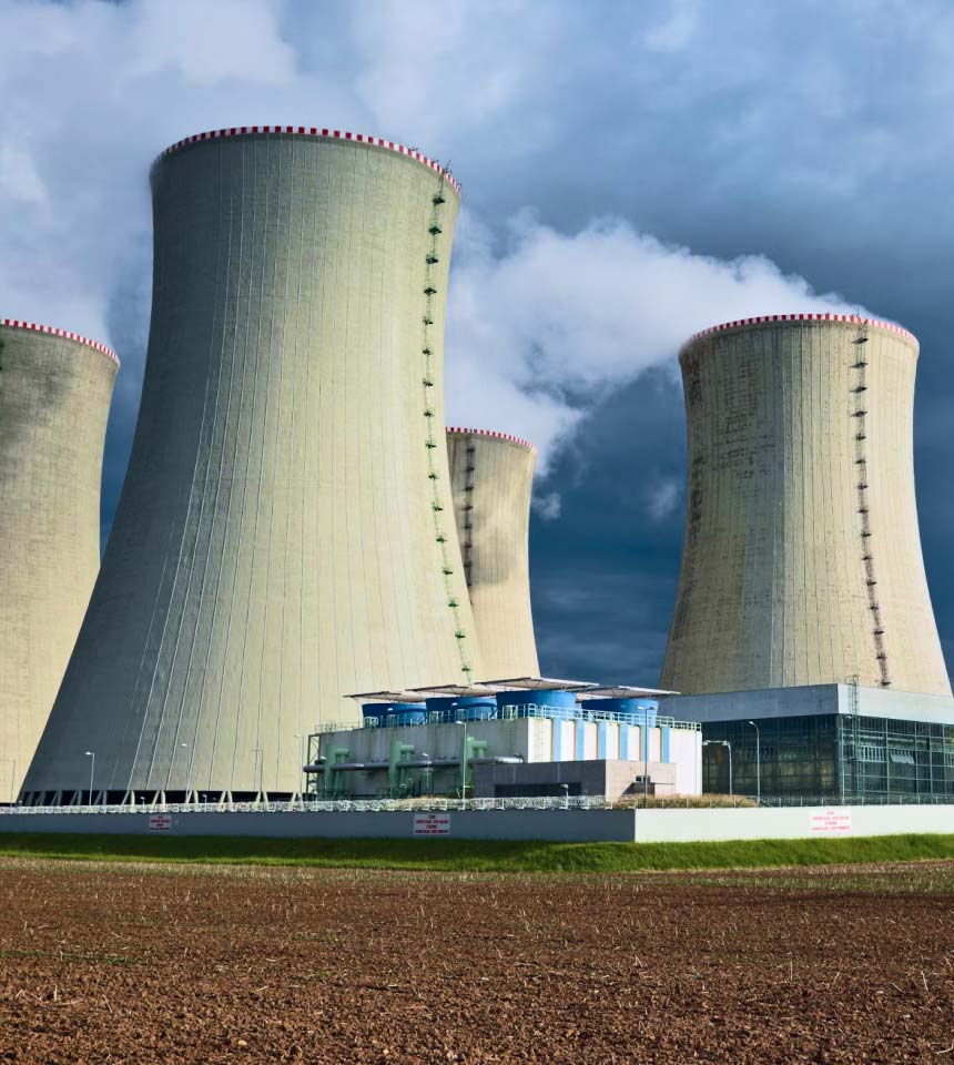 Energy Plants cooling towers at power plant facility